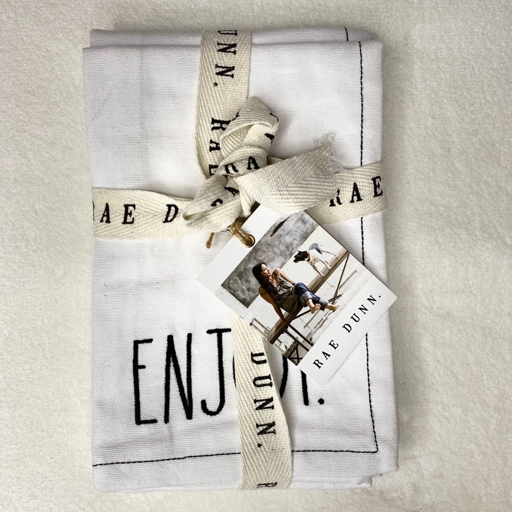 Rae Dunn Embroidered Cloth Napkins ENJOY, EAT